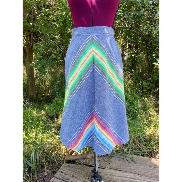 Vintage 1970's Rainbow Chevron Skirt Boho HIppy Size Small - Picture 15 of 15